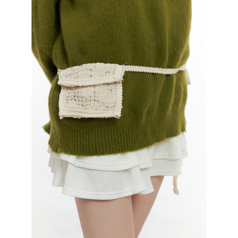 Elegant Lace Cotton Belt with Pocket CS410