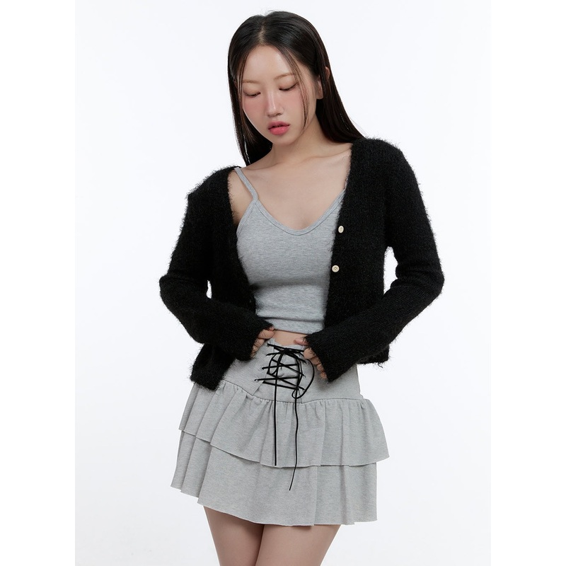 Essential Solid Crop Cardigan CS406