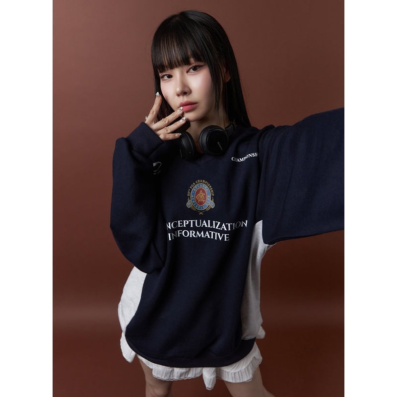 Graphic Lettering Crew Neck Sweatshirt OS410