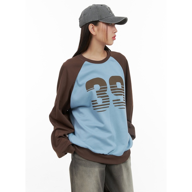 Graphic Raglan Cotton Sweatshirt CS404