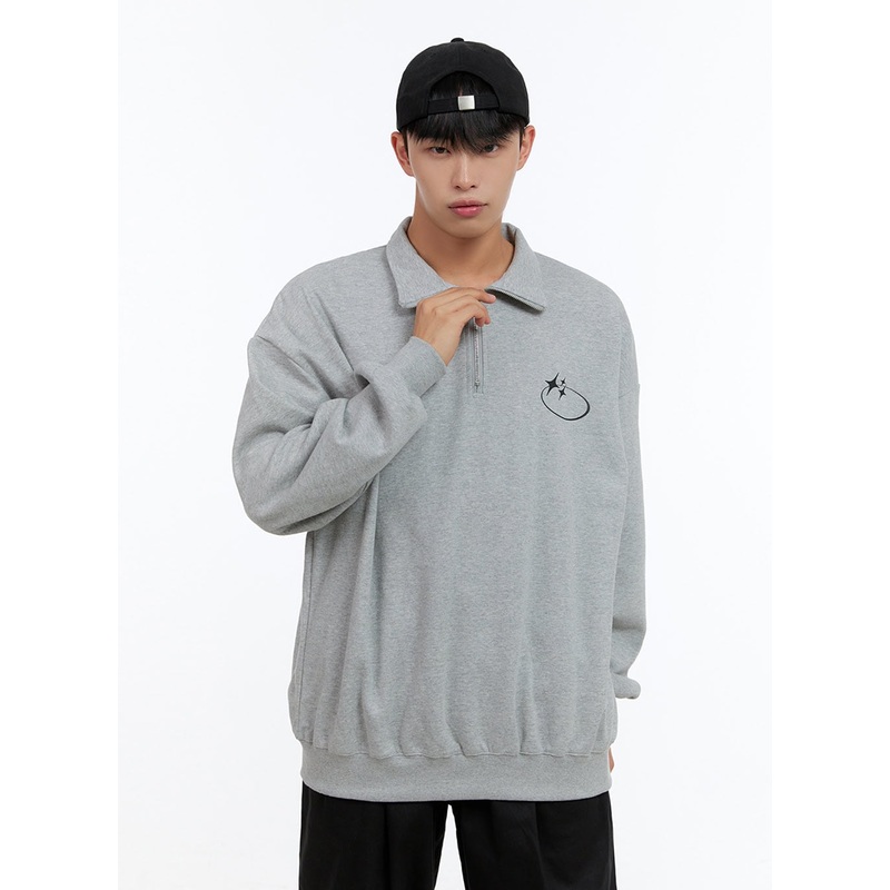 Men’s Cozy Half Zip Sweatshirt  (Gray) IS412