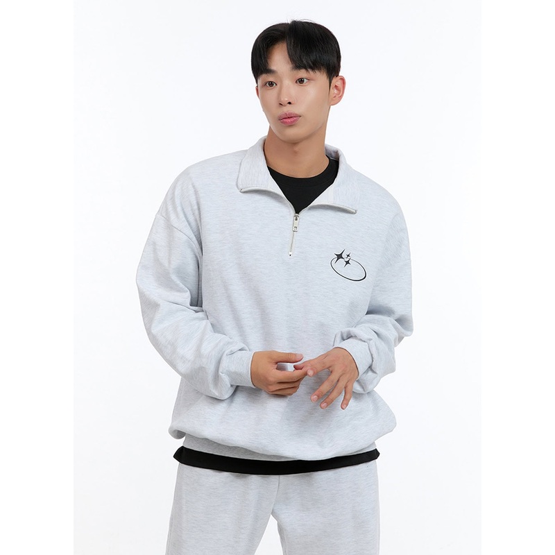 Men’s Cozy Half Zip Sweatshirt (White) IS412