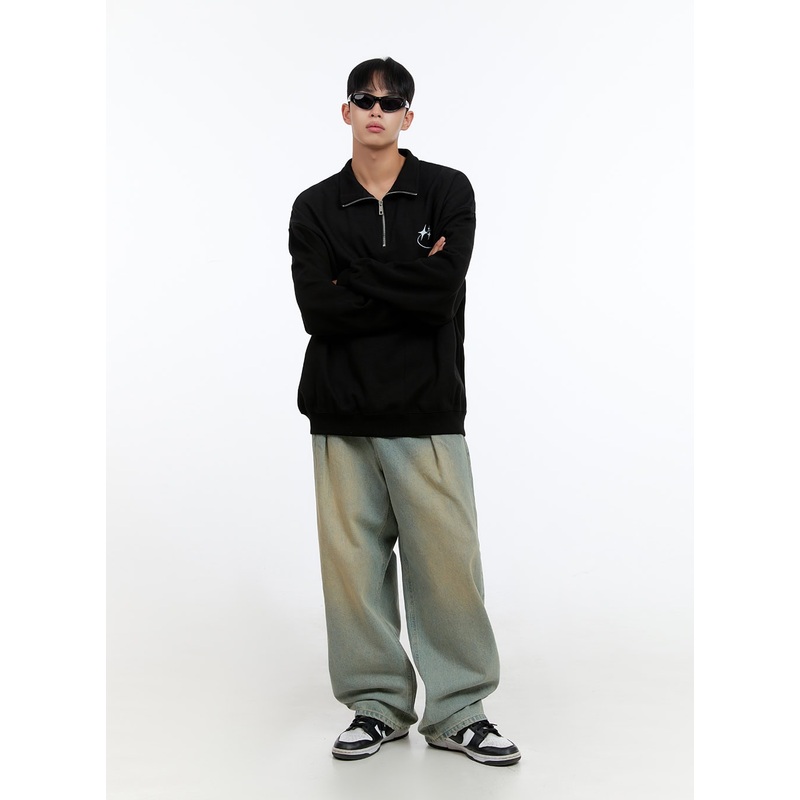 Men’s Washed Cotton Wide Fit Jeans IS412