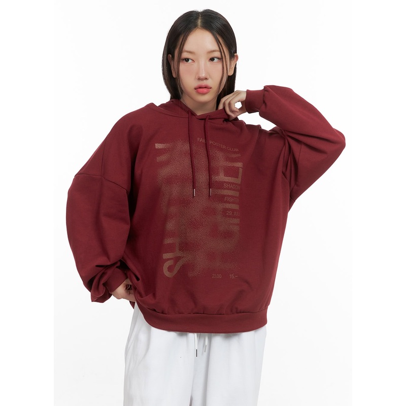Oversized Cotton Hoodie CS404|Dark red|White|Green|Black|M/L
