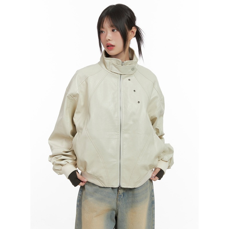 Refined Button-Up Leather Jacket CS412