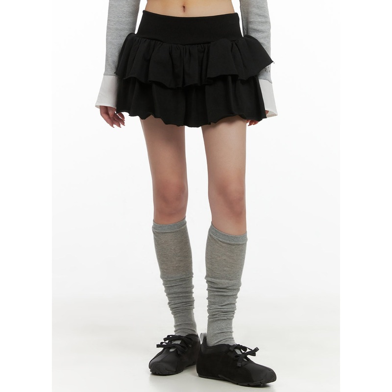 Ruffle Banded Cotton Mini Skirt CS403