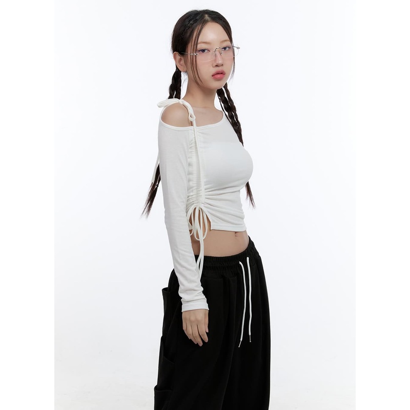 Ruffled One-Shoulder Crop Top CS410