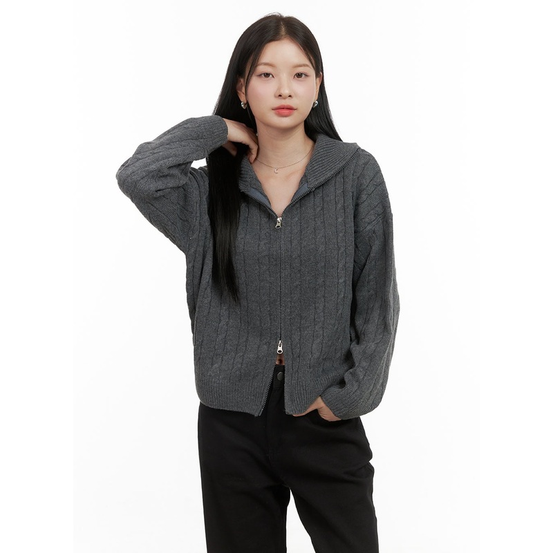 SnugFit Cable Zip-Up Sweater OS411
