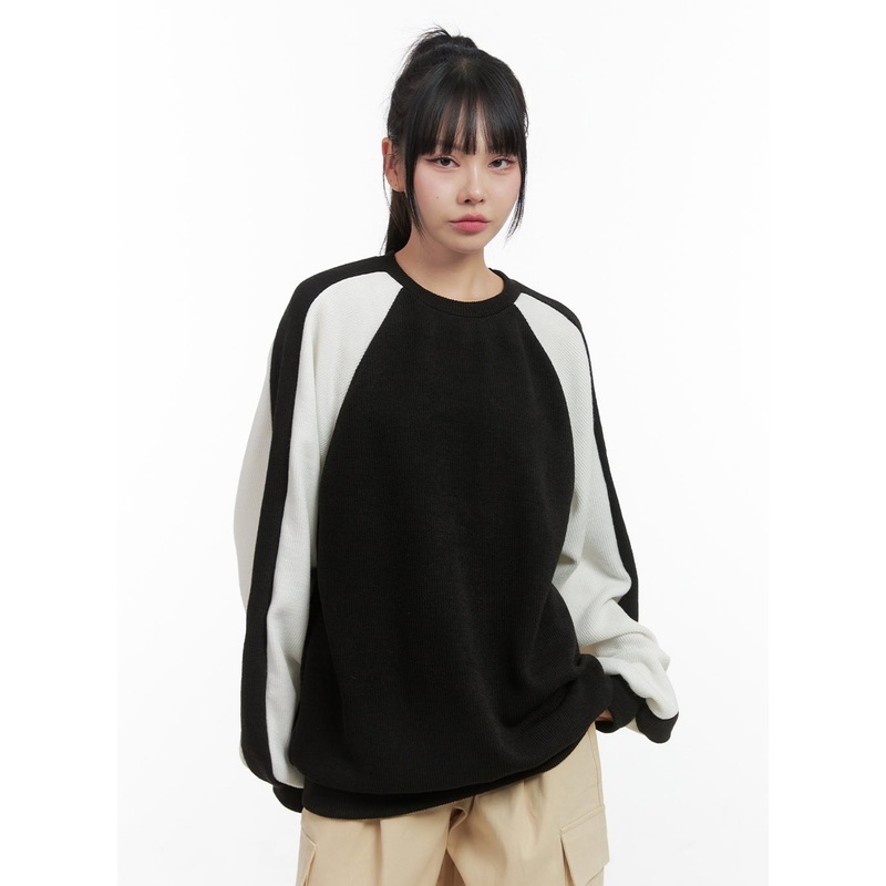 Striped Sleeve Oversized Knit OS409