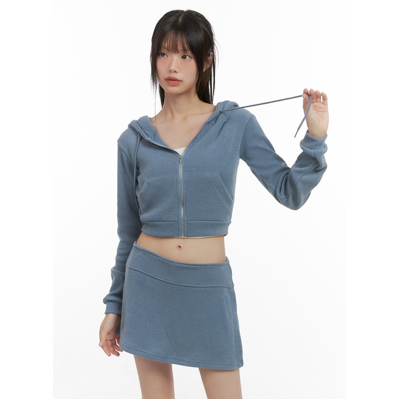 Zippered Hooded Crop Top CS410