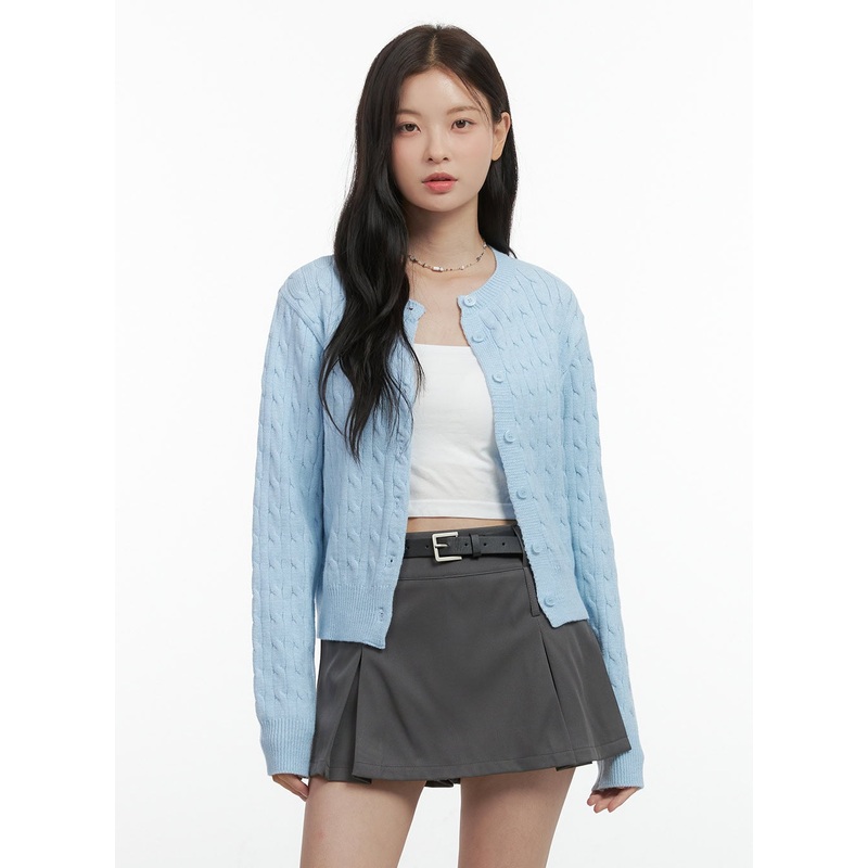 Basic Cable Knit Buttoned Cardigan OS423