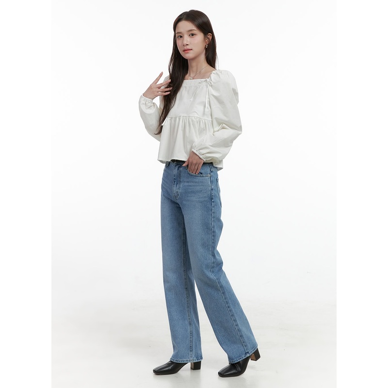 Blythe Vintage Wash Straight Leg Denim Jeans OS416