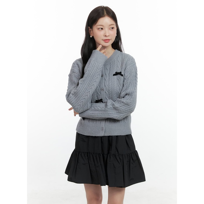 Cable Knitted Ribbon Cardigan OS423