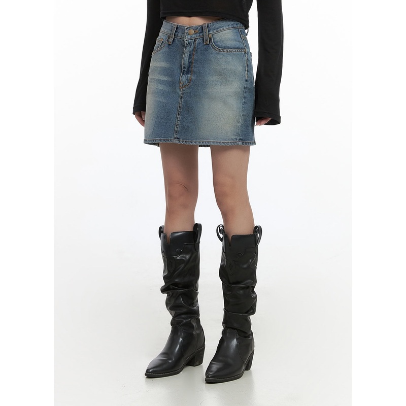 Classic Washed Denim Mini Skirt CS430
