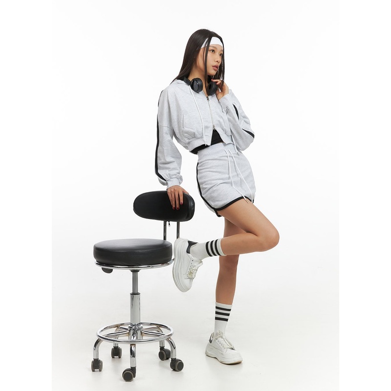 Cotton Banded Track Mini Skirt IS427