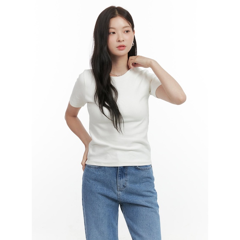 Cotton Slim Fit Round Neck Tee OS423