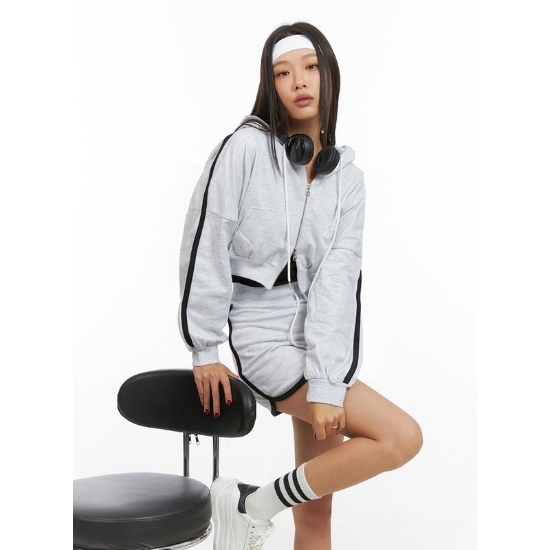 Cotton Zip- Up Track Hoodie IS427