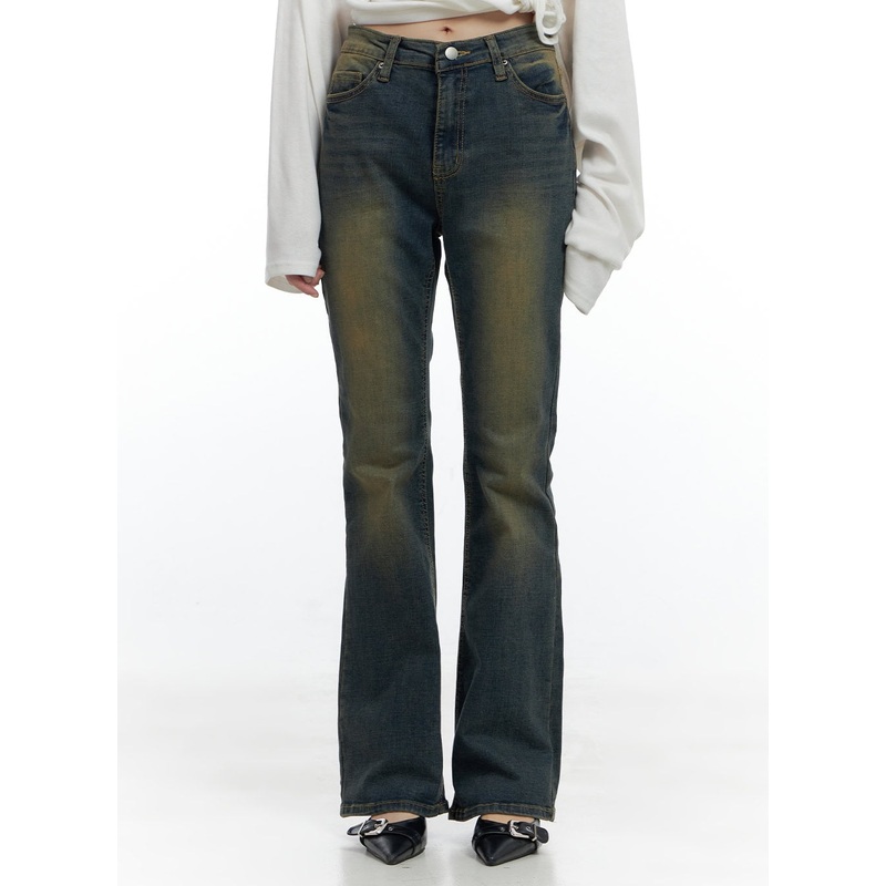 Juno Yellow Slim Bootcut Denim Jeans CS419