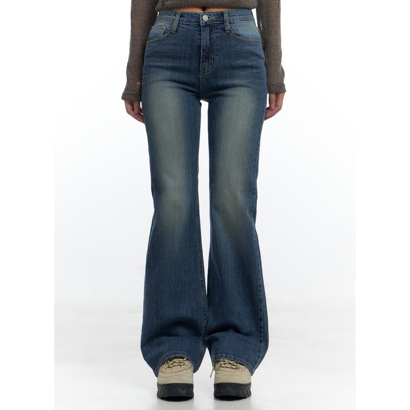 Kara Sleek Fit Washed Bootcut Cotton Jeans CS425