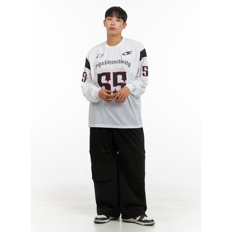 Men’s Corduroy Pintuck Parachute Pants (Black) IS420