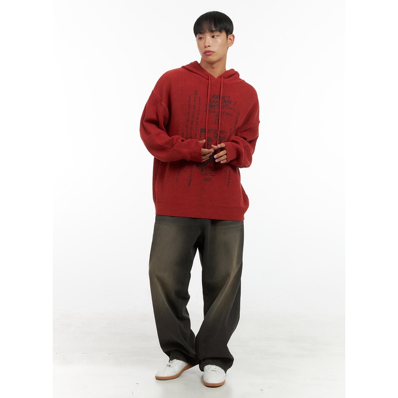 Men’s Washed Cotton Wide Leg Jeans (Black) IS420