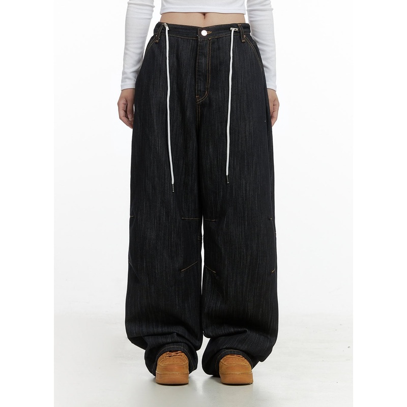 Nixie Casual String-Tie Waist Baggy Jeans CS430