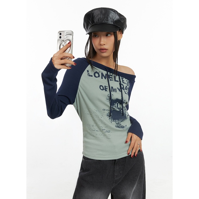 One-Shoulder Raglan Long Sleeve  IS427
