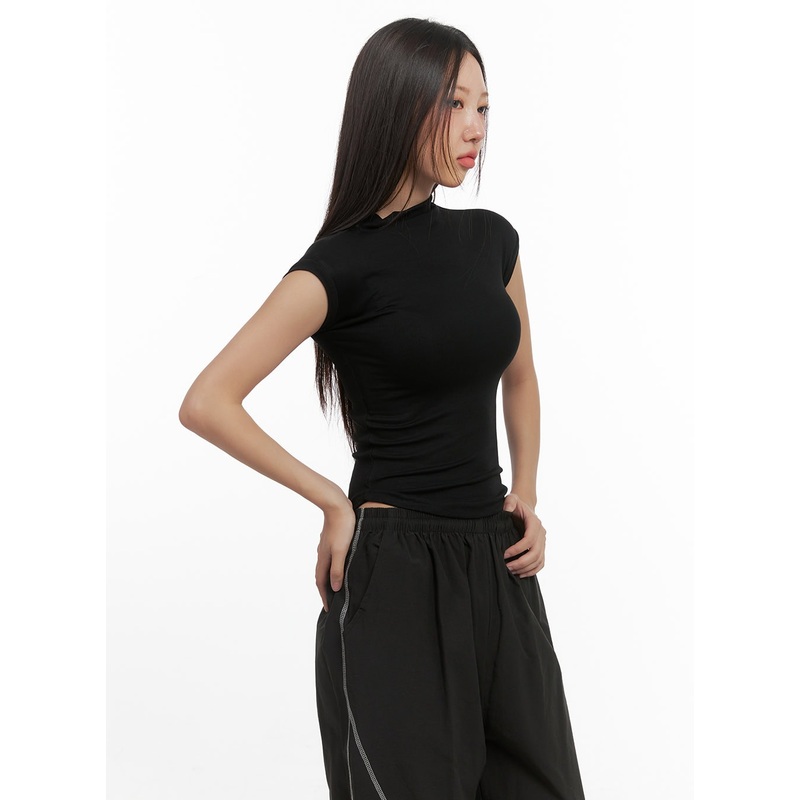 Slim Fit Turtle Neck Crop Top CO402