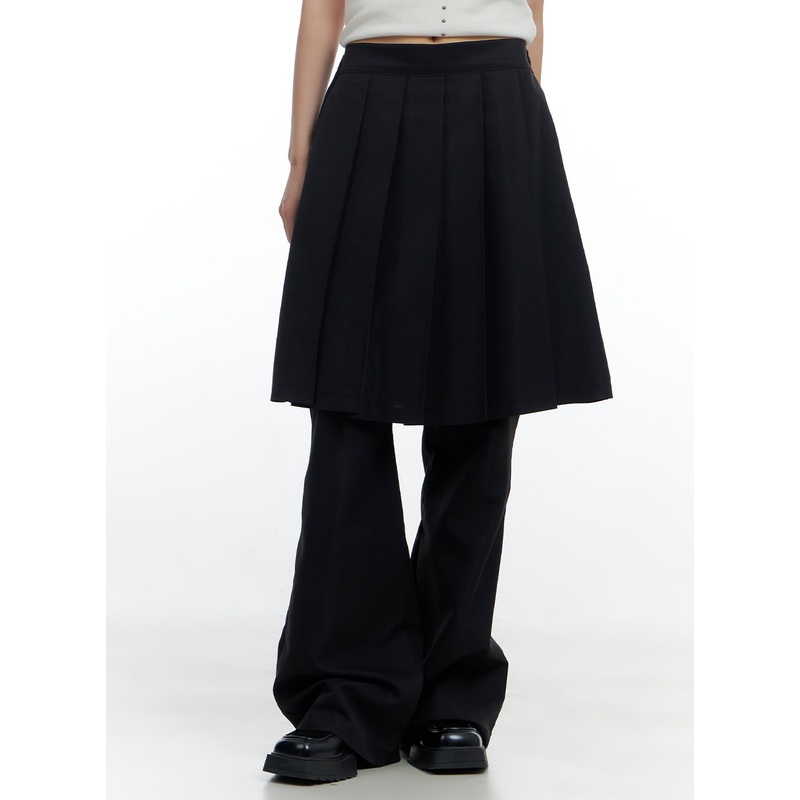 Solid Pleated Midi Skirt Bottoms CS420