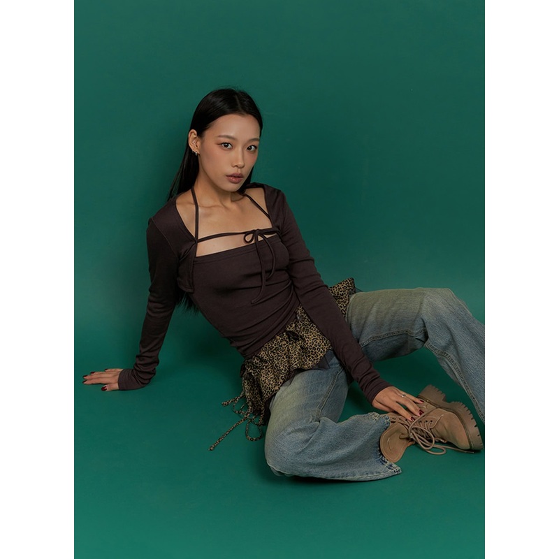 Solid Strap Bolero Cardigan and Cami Set IS427