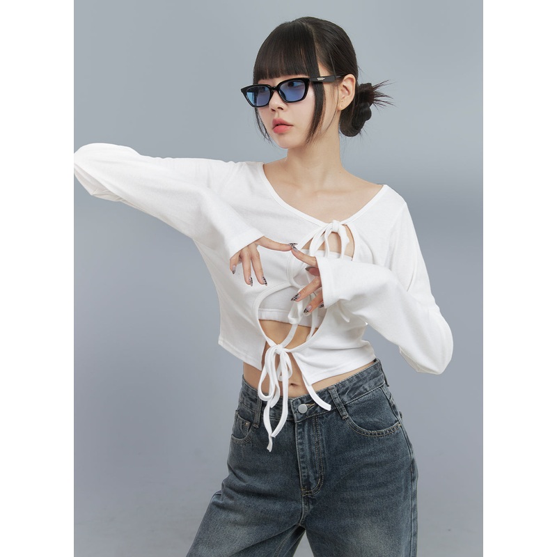 Strap Cut-out Crop Cardigan OO401