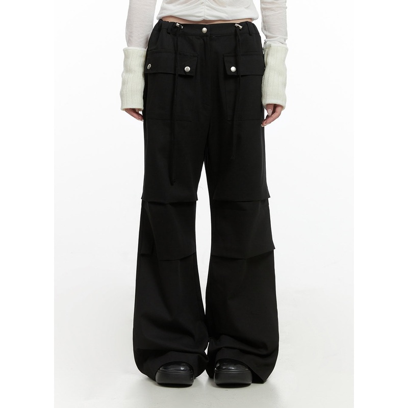 String Boot-Cut Parachuate Pants CS430