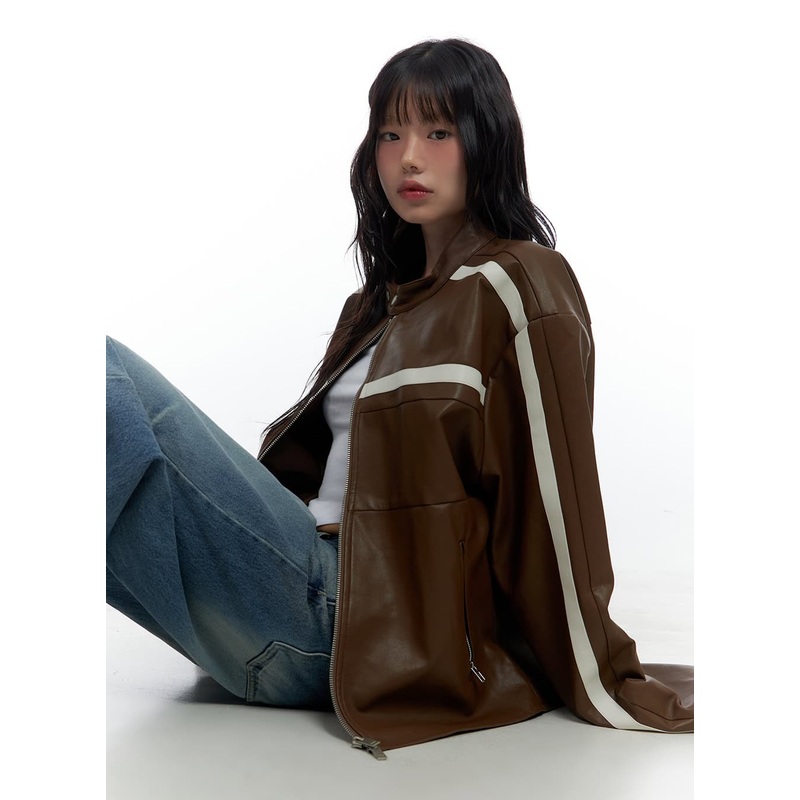 Trendy PU Leather Oversized Jacket CS420