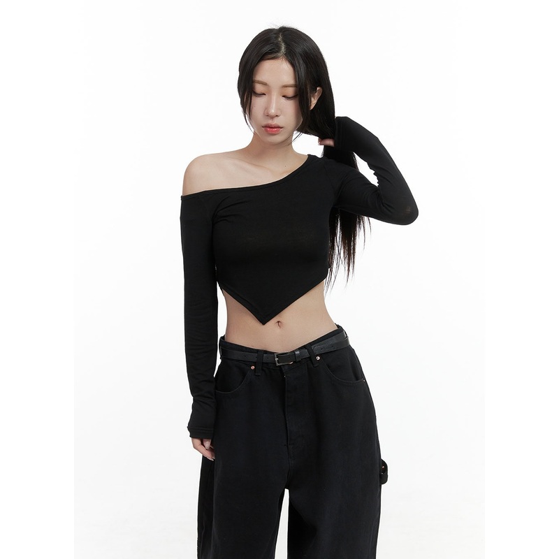 Unbalanced One-Shoulder Crop Top CS430
