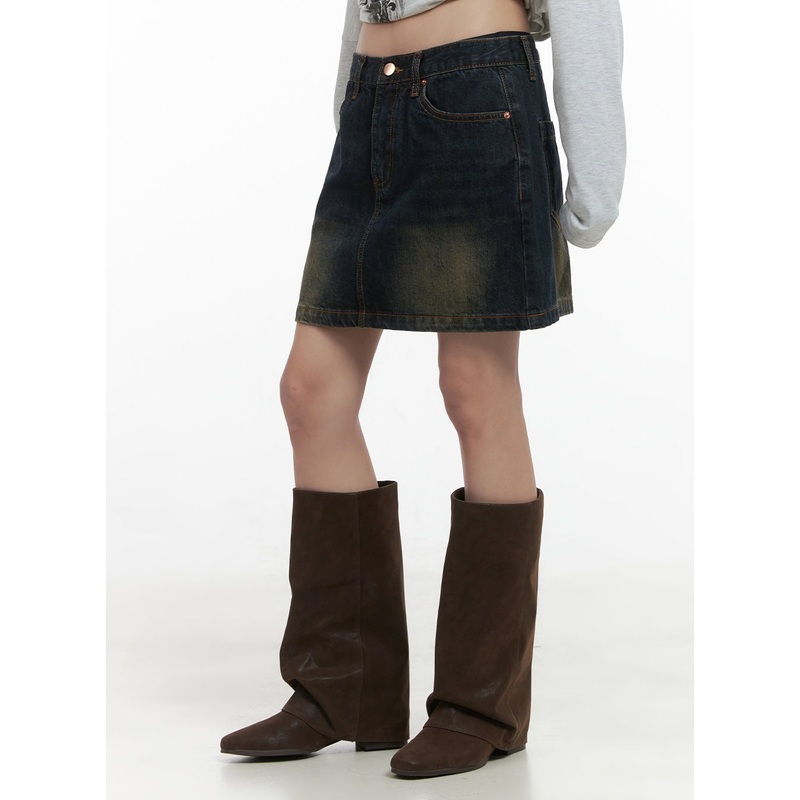 Washed Cotton Mini Skirt CS419