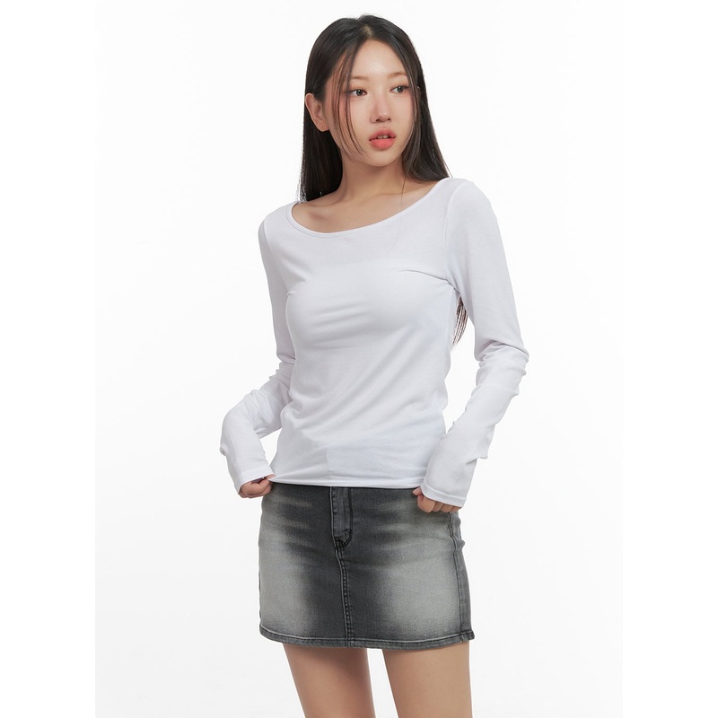 Basic U-Neck Long Sleeve Tee CO404