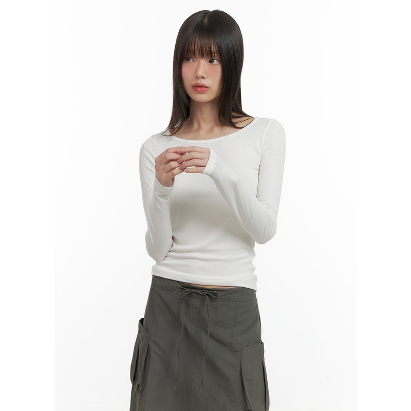 Basic U-Neck Long Sleeve Top CO410