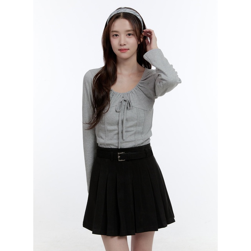Cotton Ribbon Long Sleeve Top OO407