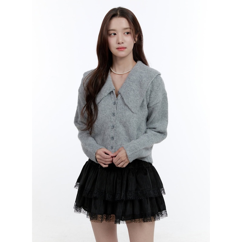 Cozy Collar Big Knit Cardigan OO407