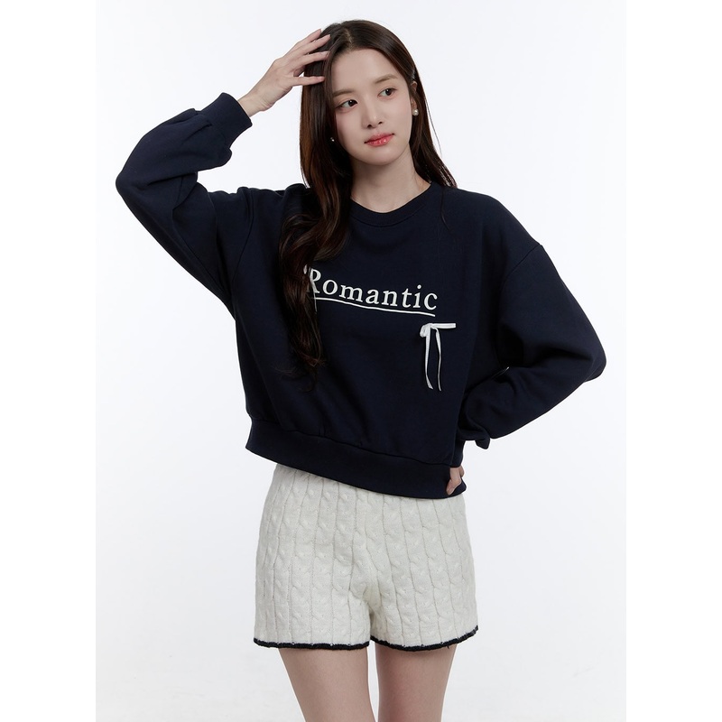 Cozy Ribbon Lettering Sweatshirt OO407