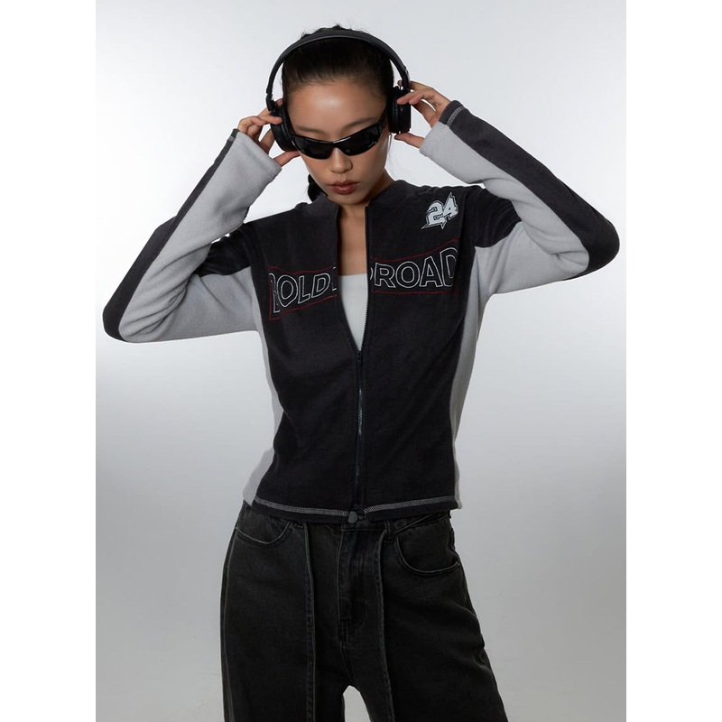 Dark gray Polyester Slim Fit Hoodie IO409