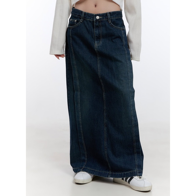 Denim Dream Stitched Maxi Skirt CO418