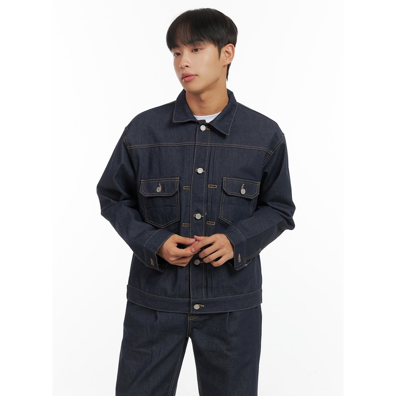 Denim Stitched Buttoned Blazer CO410