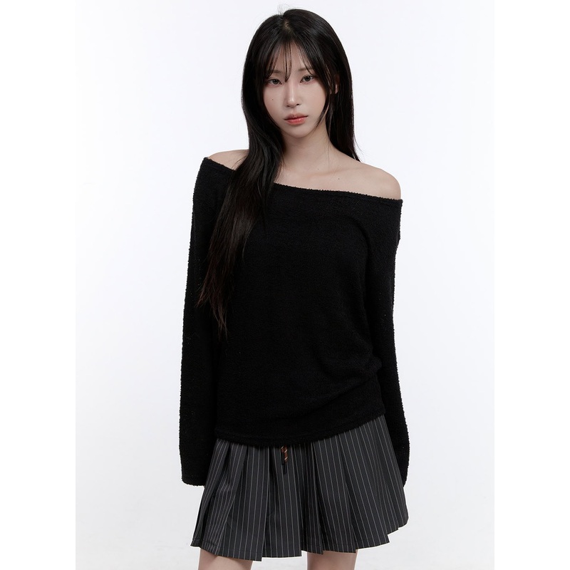 Fuzy Soft Off Shoulder Long Sleeve Top CO418