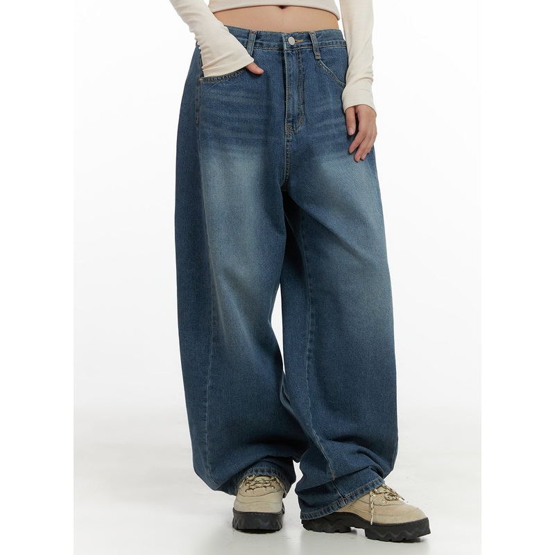 Lacey Washed Denim Baggy Jeans CO404