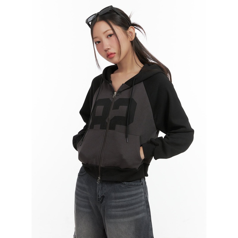 Lettered Zip Up Hoodie CO417|Dark gray|Dark red|Black|Dark blue|Green|S/M
