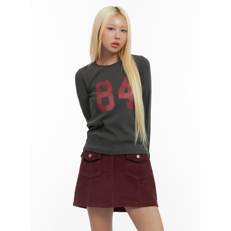 Lettering Long-Sleeve Crop Tee CO415