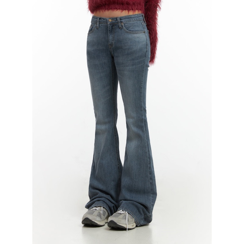 Liv Washed Denim Low Waist Bootcut Jeans CO414