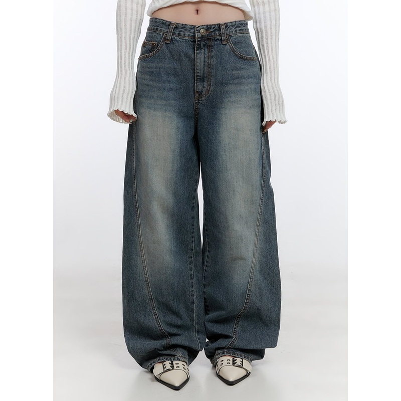 Lucia Stitched Denim Baggy Jeans CO418