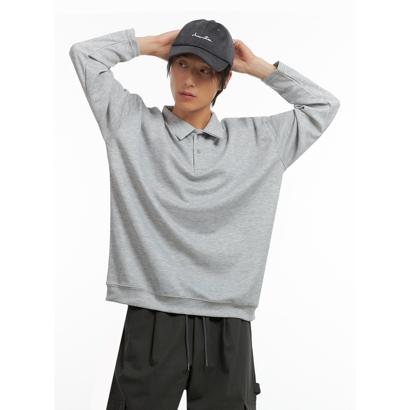 Men’s Buttoned Collar Shirt (Gray) IO417